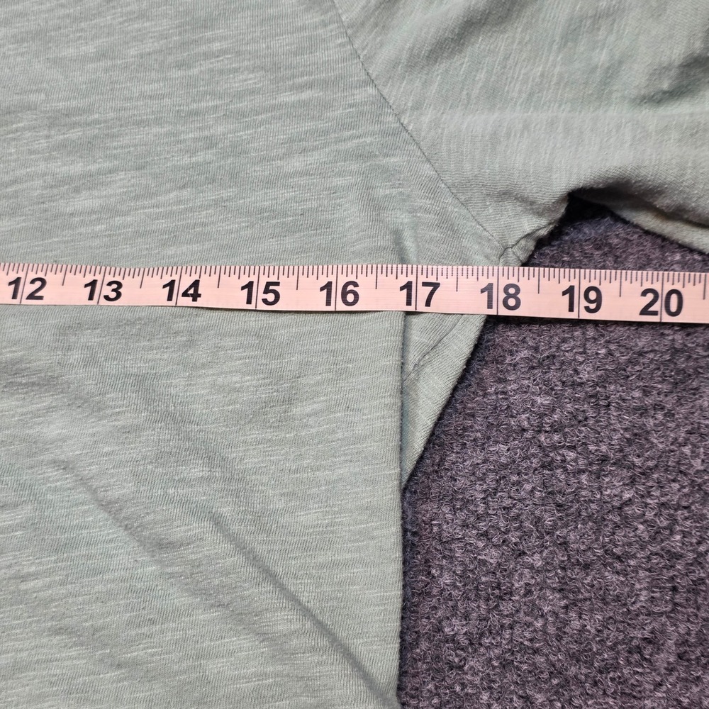 Oak & Trellis Womens M Sage Green Slub Knit Ruched Puff 3/4 Sleeve Crew Neck Top - Picture 4 of 12